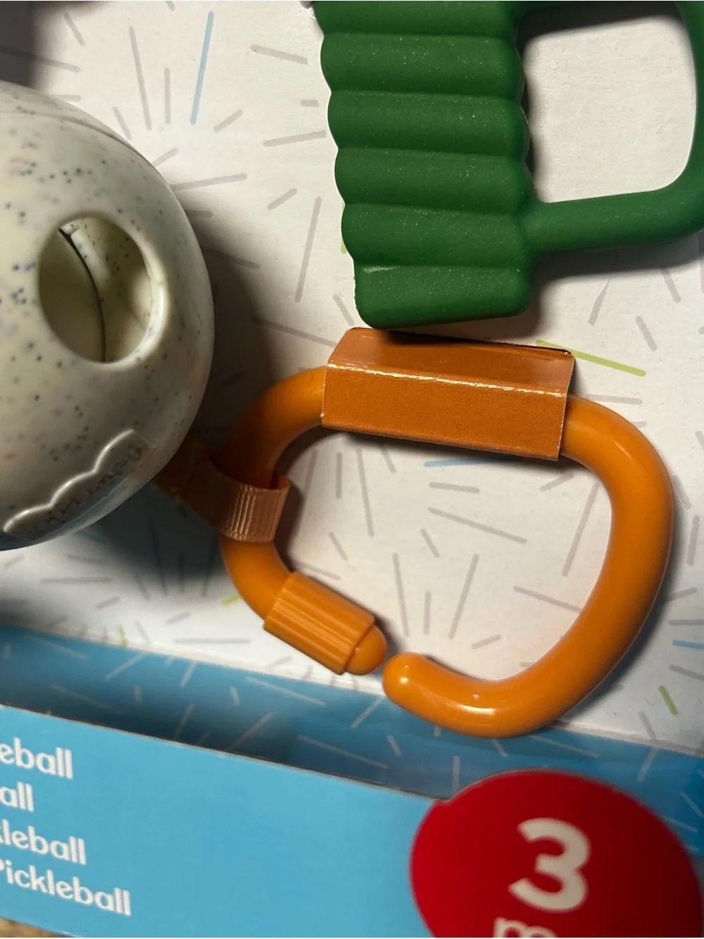 NIB Fisher-Price 2 Toy Set Pickleball Teether & Toy Set & Wooden Clacker Baby